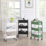 SunnyPoint 3-Tier Delicate Compact Rolling Metal Storage Organizer - Mobile Utility Cart Kitchen/Under Desk Cart with Caster Wheels (Turq, Compact (15.5" X 26.8" X 10.27")) - Image 3